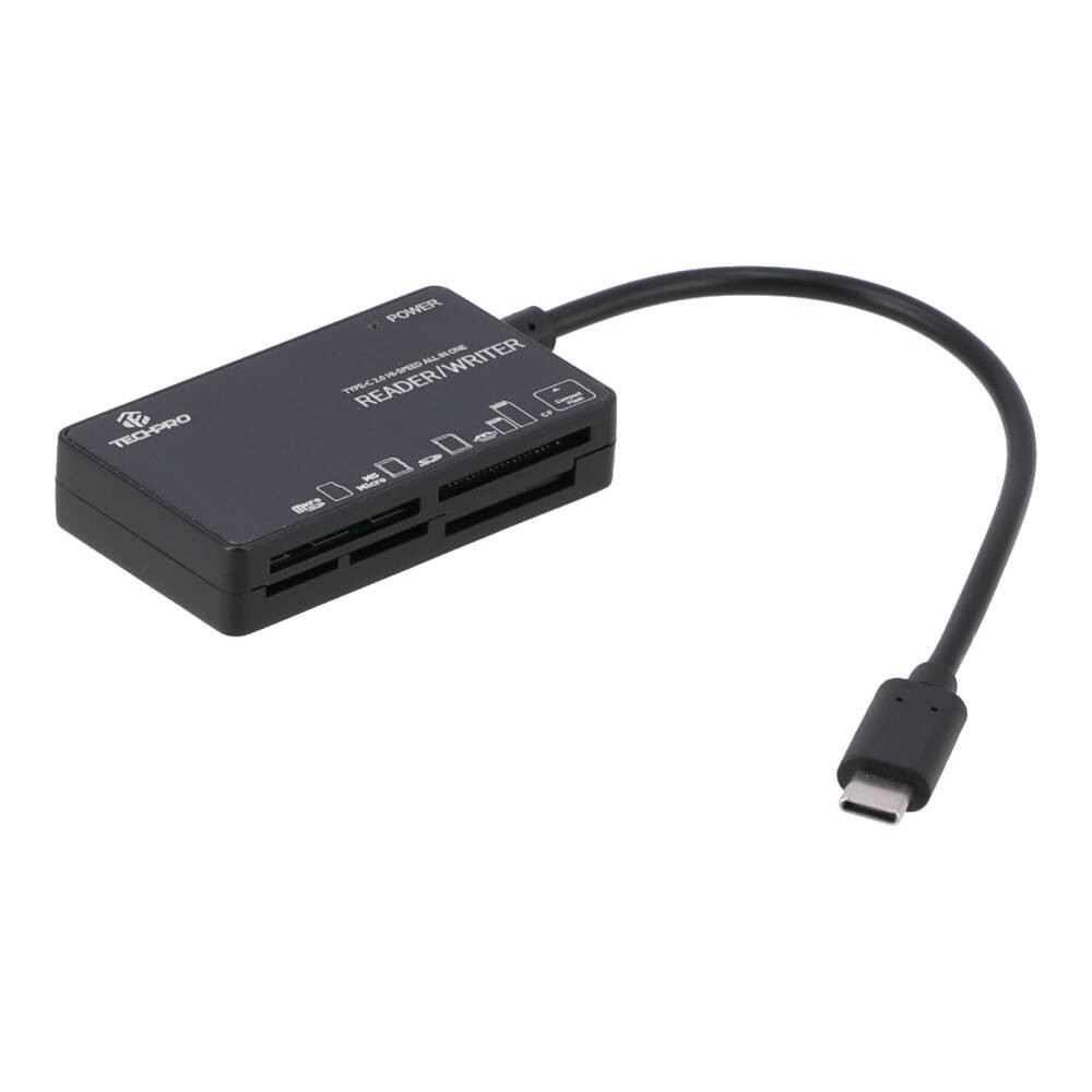 TECHPRO Port Hub Mul-Function 6 in 1 Type-C Card Reader Black