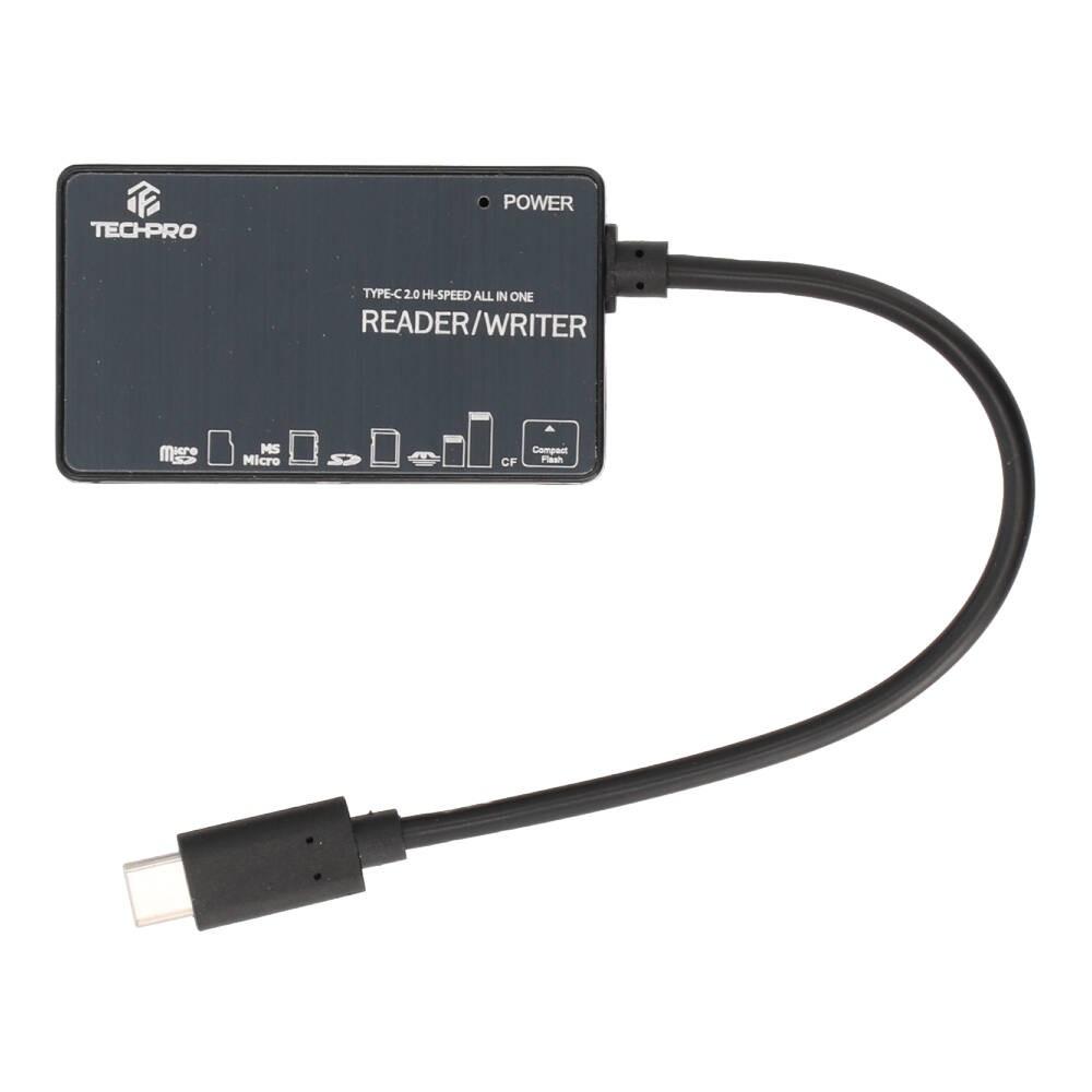 TECHPRO Port Hub Mul-Function 6 in 1 Type-C Card Reader Black