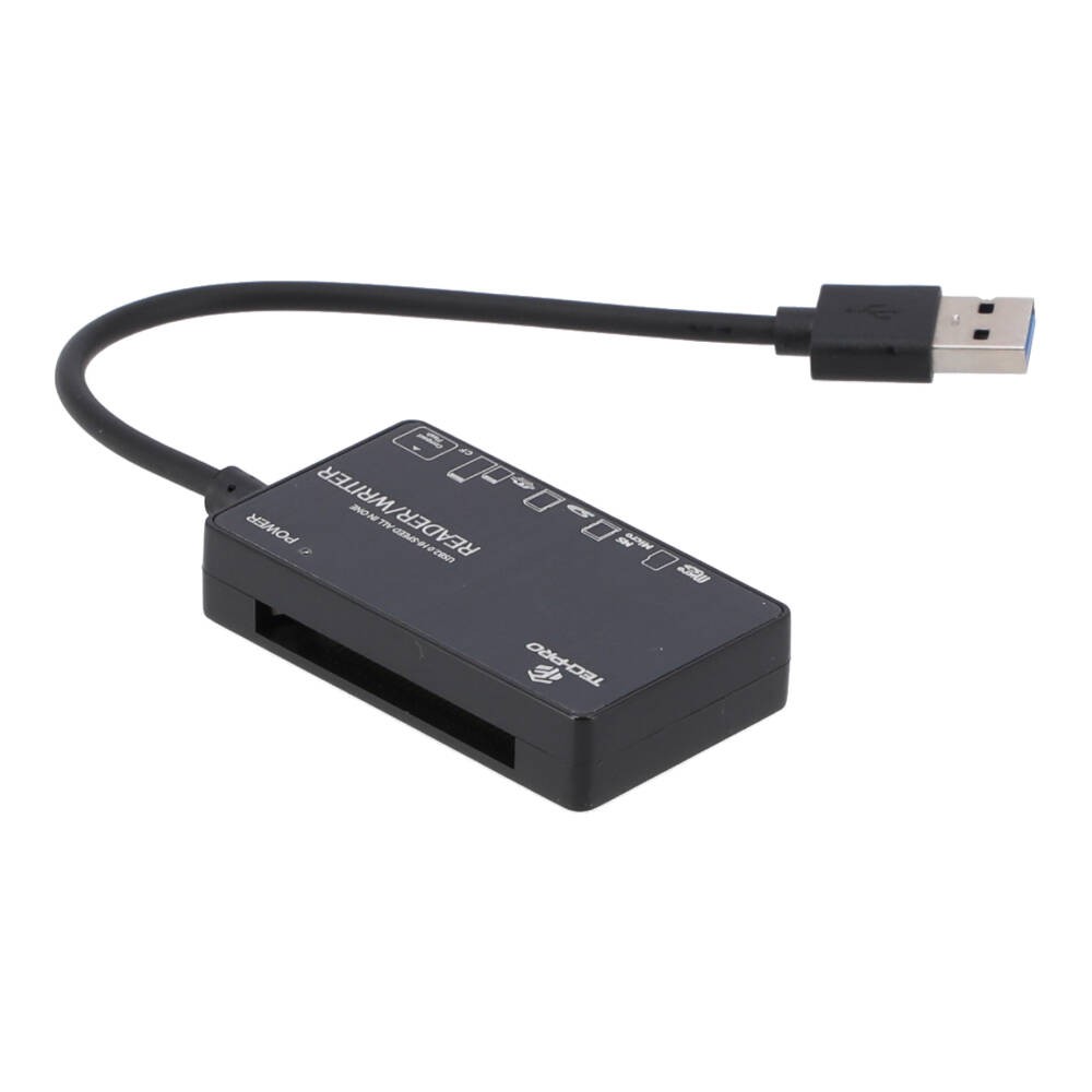 TECHPRO Port Hub Mul-Function 6 in 1 USB-A Card Reader - Black
