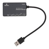 TECHPRO Port Hub Mul-Function 6 in 1 USB-A Card Reader - Black