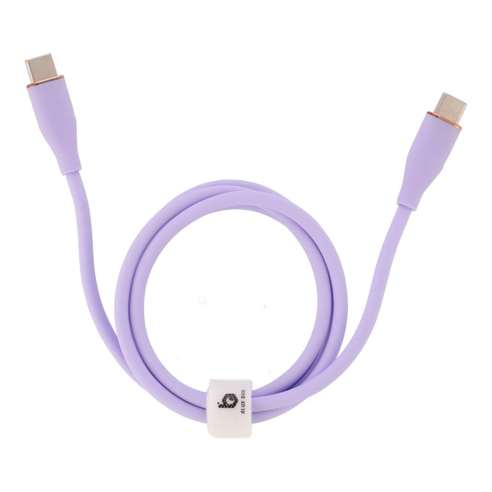 Blue Box USB-C to USB-C Cable 3A/60W Liquid Silicone Fast Charge 1M. Purple