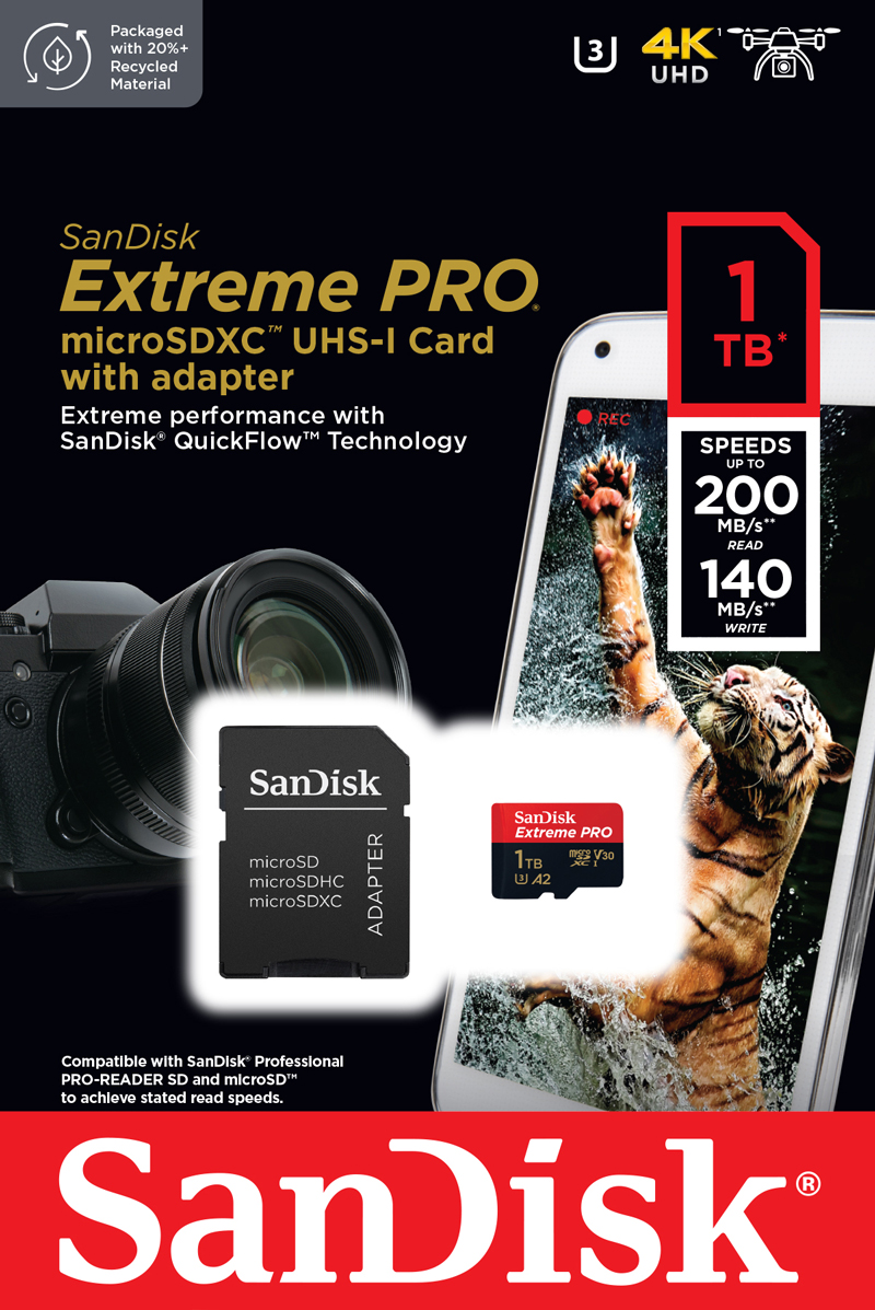 เมมโมรี่การ์ด SanDisk Extreme Pro microSDXC 1TB V30 U3 C10 A2