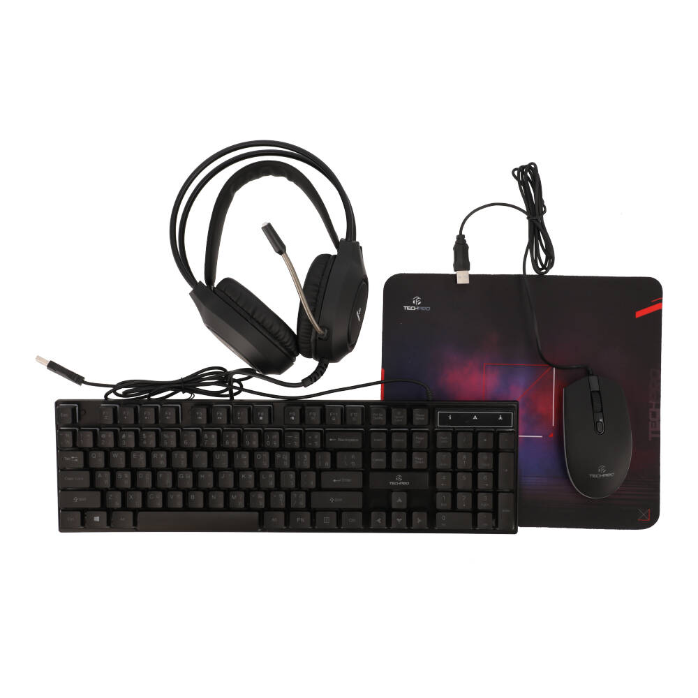 ชุดคอมโบเกมมิ่ง TECHPRO Gaming Combo Pack FVQ809 LED.4 in 1 Black