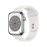 Apple Watch Series 8 GPS + Cellular 45mm Silver Stainless Steel Case with White Sport Band