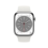 Apple Watch Series 8 GPS + Cellular 45mm Silver Stainless Steel Case with White Sport Band