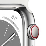 Apple Watch Series 8 GPS + Cellular 45mm Silver Stainless Steel Case with White Sport Band