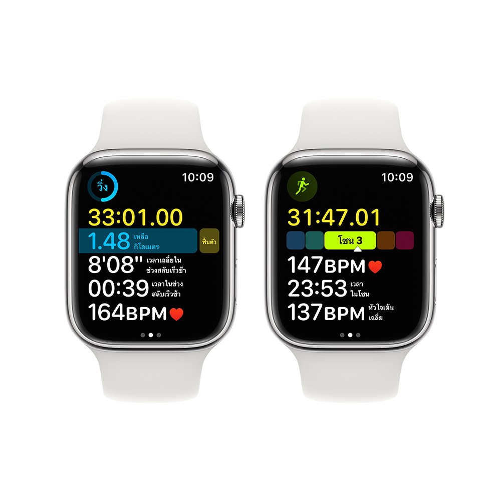 Apple Watch Series 8 GPS + Cellular 45mm Silver Stainless Steel Case with White Sport Band