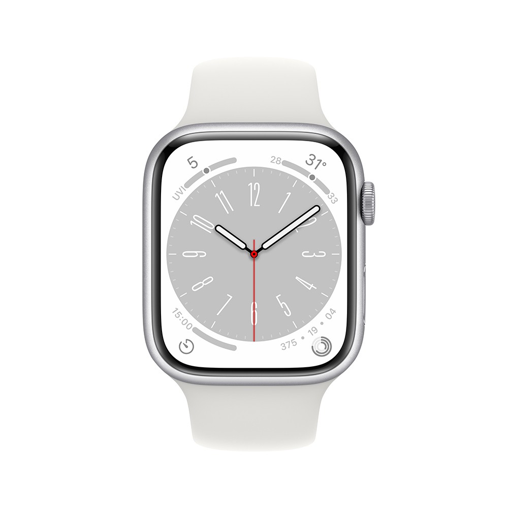 Apple Watch Series 8 GPS 41mm Silver Aluminium Case with White Sport Band
