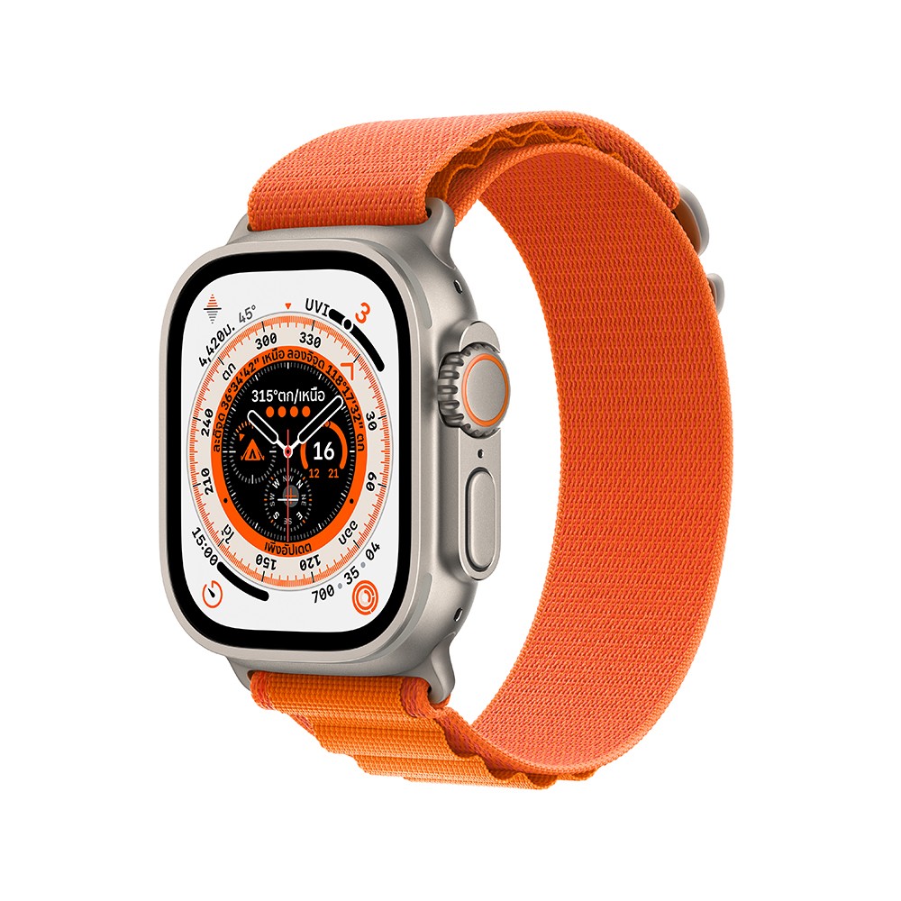 Apple Watch Ultra GPS + Cellular 49mm Titanium Case with Orange Alpine Loop - Small