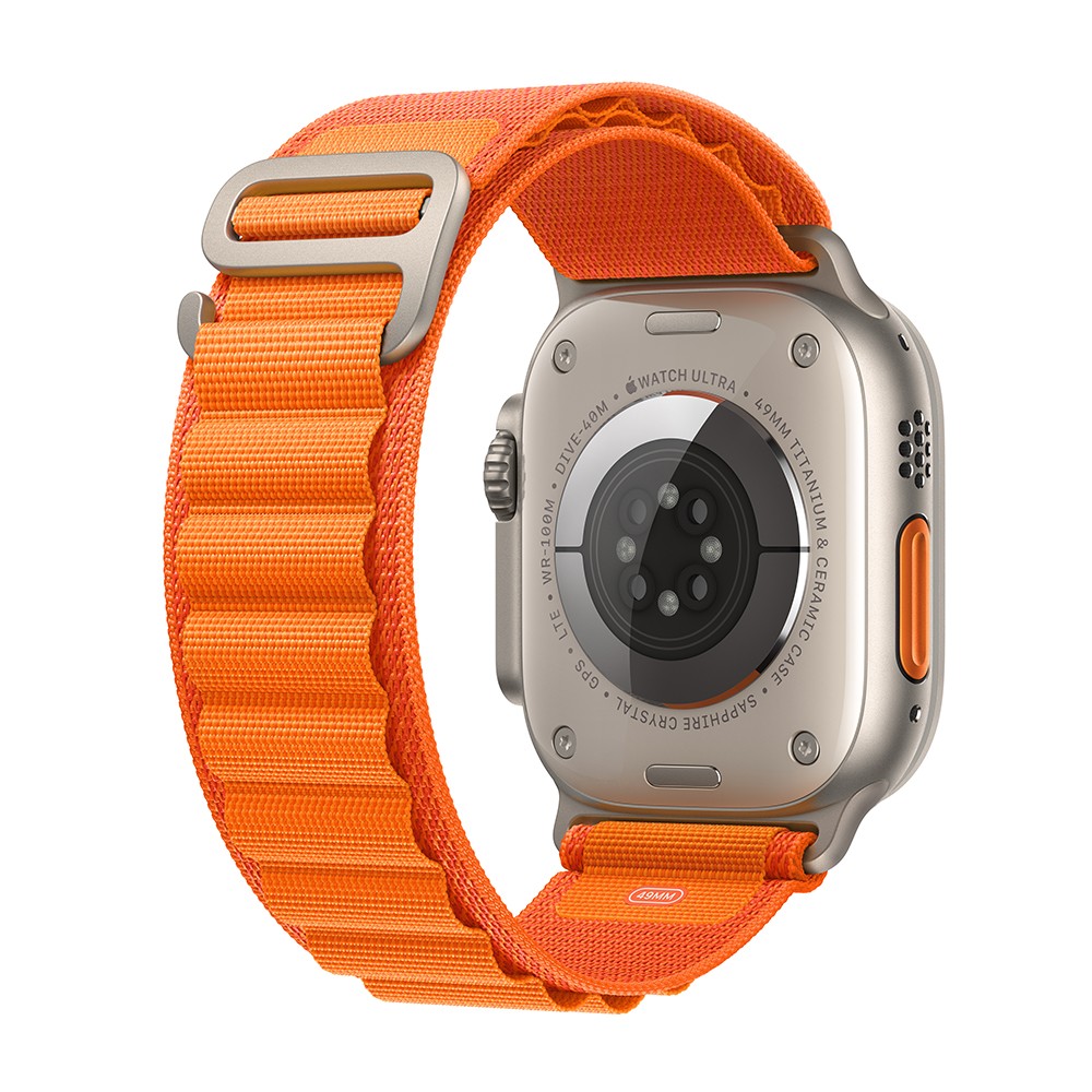 Apple Watch Ultra GPS + Cellular 49mm Titanium Case with Orange Alpine Loop - Small