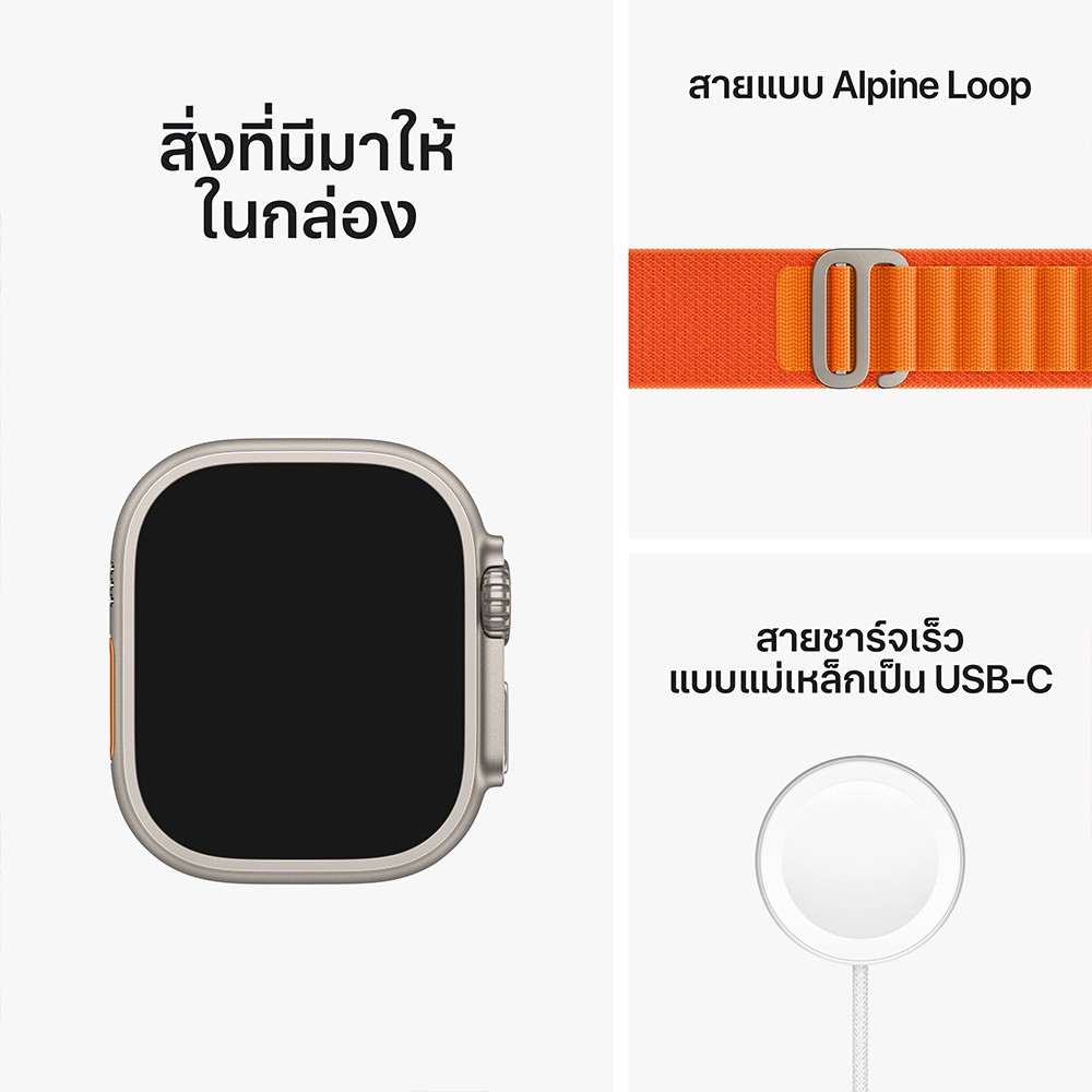 Apple Watch Ultra GPS + Cellular 49mm Titanium Case with Orange Alpine Loop - Small