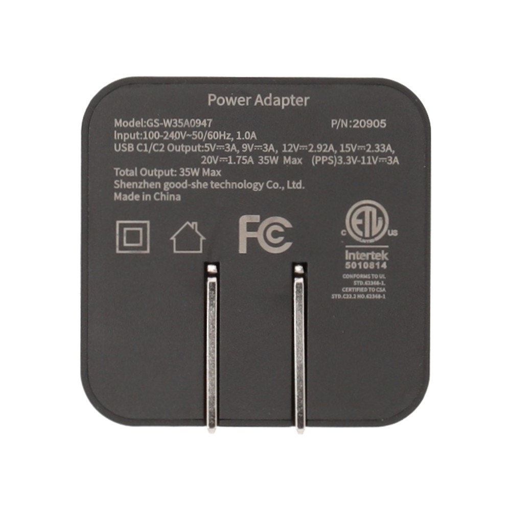 อะแดปเตอร์ Blue Box 35W Dual USBC Port Fast Charge Adapter Matte Black