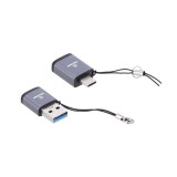 ตัวแปลง TECHPRO Adapter OTG USB-A Male to USB-C + USB-C Male to USB-A (3.0A) Female (2xPack) Black