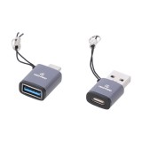 ตัวแปลง TECHPRO Adapter OTG USB-A Male to USB-C + USB-C Male to USB-A (3.0A) Female (2xPack) Black