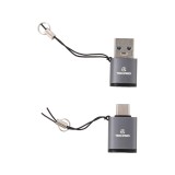 ตัวแปลง TECHPRO Adapter OTG USB-A Male to USB-C + USB-C Male to USB-A (3.0A) Female (2xPack) Black