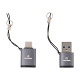 ตัวแปลง TECHPRO Adapter OTG USB-A Male to USB-C + USB-C Male to USB-A (3.0A) Female (2xPack) Black