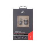 ตัวแปลง TECHPRO Adapter OTG USB-A Male to USB-C + USB-C Male to USB-A (3.0A) Female (2xPack) Black
