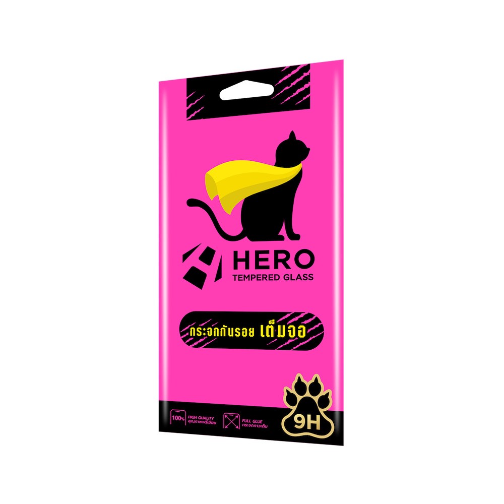 ฟิล์มกันรอย Hero Cat vivo Y16/Y22/Y22s/Y35/Y02/Y02A/Y17s/Y02T/Y03/Y18/Y03T Tempered Glass Full Frame Black