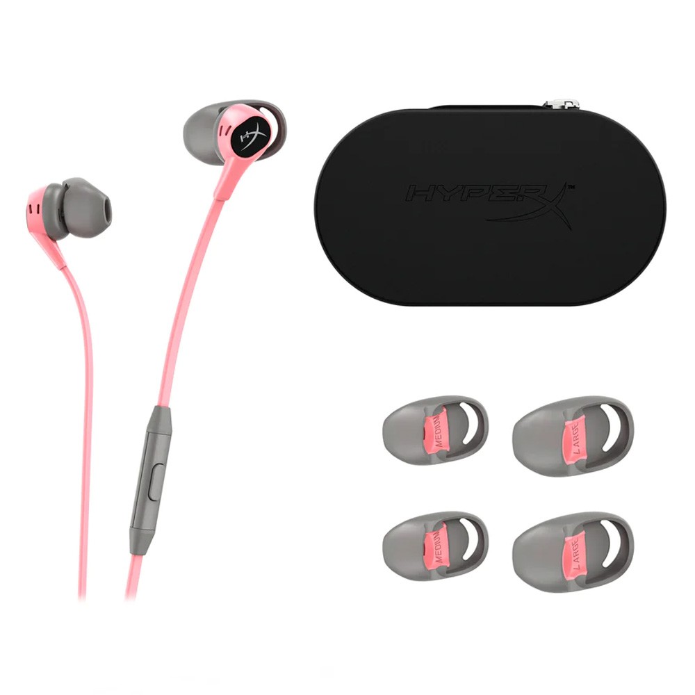 หูฟังเกมมิ่ง Hyper X Cloud Earbuds Pink ไมค์อินไลน์พร้อมปุ่มมัลติฟังก์ชั่น