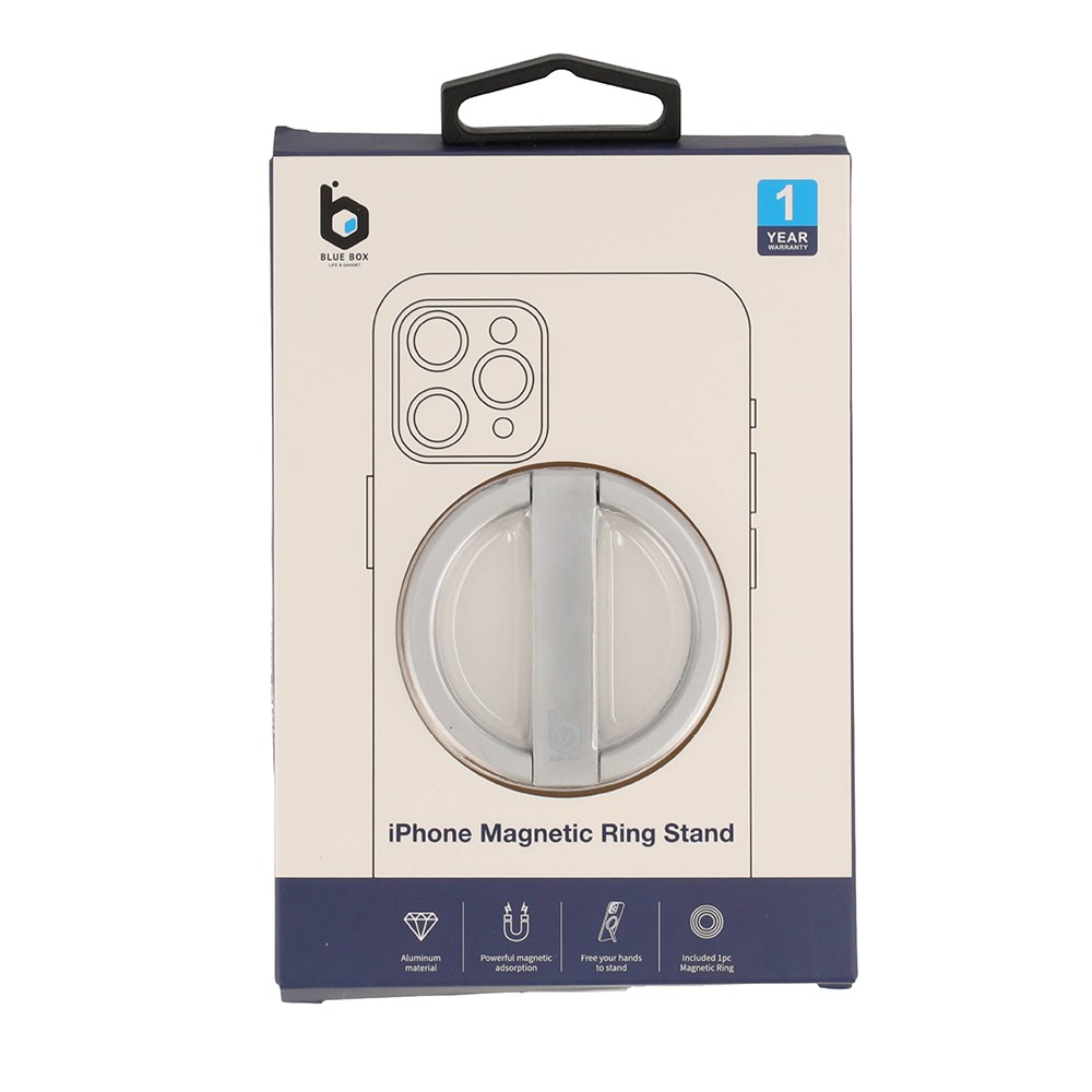 แหวนจับมือถือ Blue Box iPhone Magnetic Stand Ring - Sliver