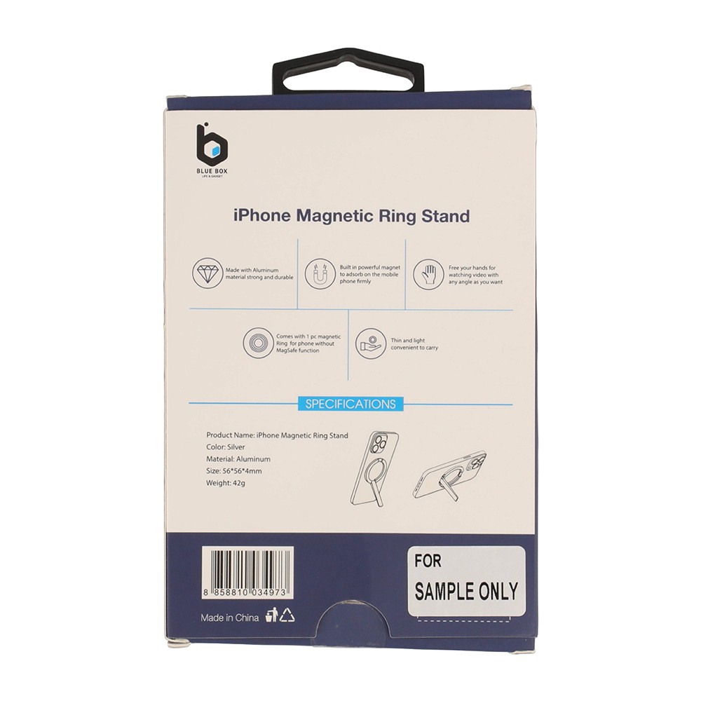 แหวนจับมือถือ Blue Box iPhone Magnetic Stand Ring - Sliver