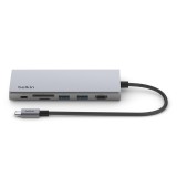 Belkin Port Hub 7-in-1 USB-C to 2x USB-A, USB-C, SD/MicroSD, HDMI and Lan (INC009btSGY) Gray
