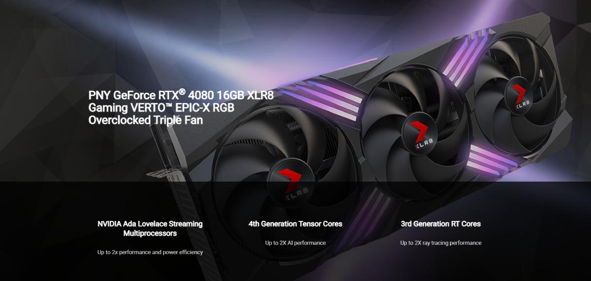 การ์ดจอ PNY VGA RTX 4080 XLR8 Gaming VERTO EPIC-X RGB Overclocked ...
