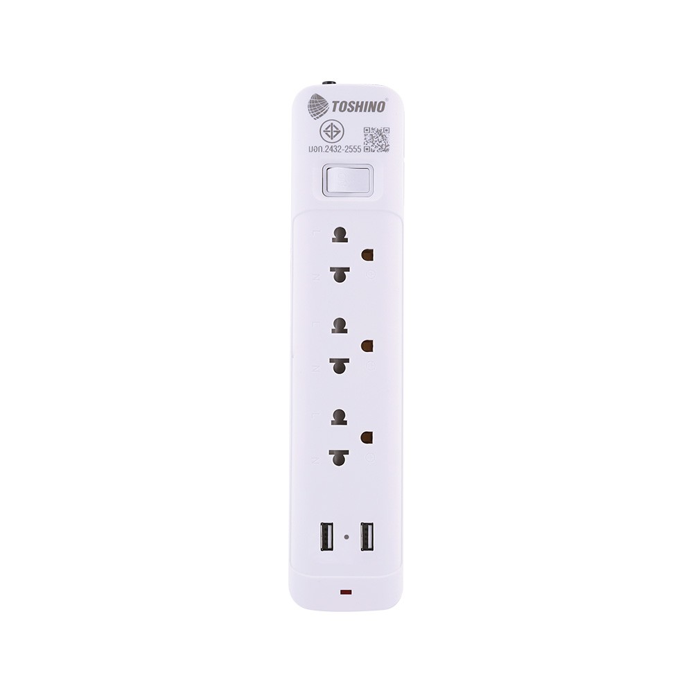 ปลั๊กไฟ Toshino Plug 6 Way 2 Switch 3M. (SOD-63)