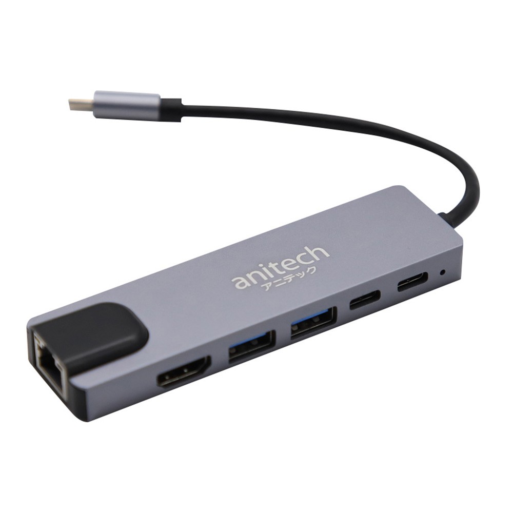 Anitech 6 in 1 USB-C Hub (RA502) Gray