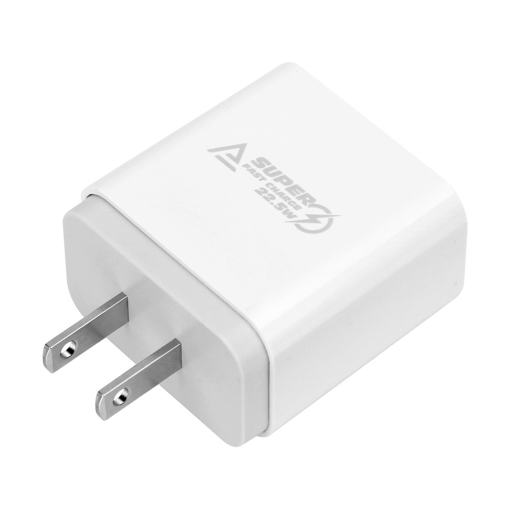 อะแดปเตอร์พร้อมสายชาร์จ ASAKI Wall USB Charger 1 USB-A (22.5W) White + USB-A to USB-C Cable 1m Black