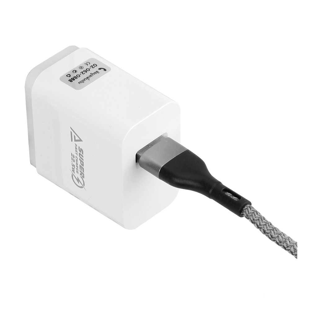 อะแดปเตอร์พร้อมสายชาร์จ ASAKI Wall USB Charger 1 USB-A (22.5W) White + USB-A to USB-C Cable 1m Black