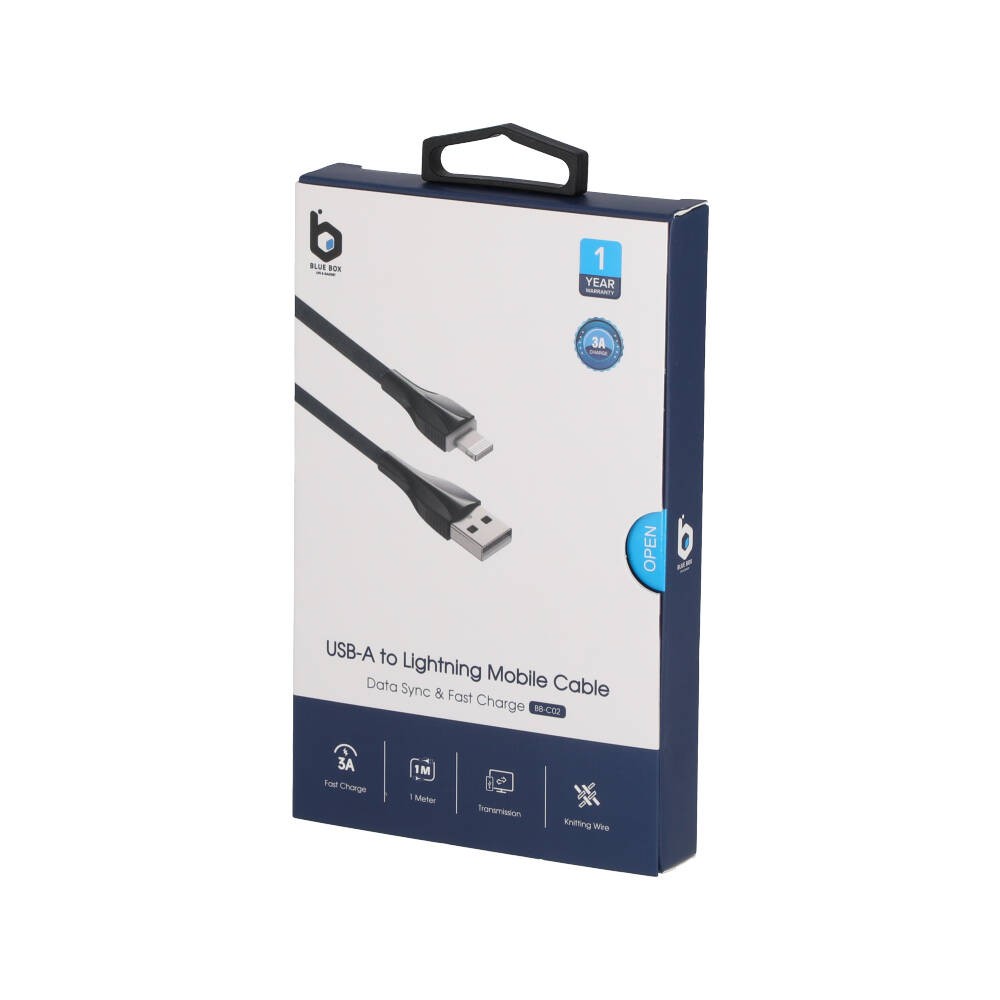 สายชาร์จ Blue Box Lightning 1 เมตร Dark Gray