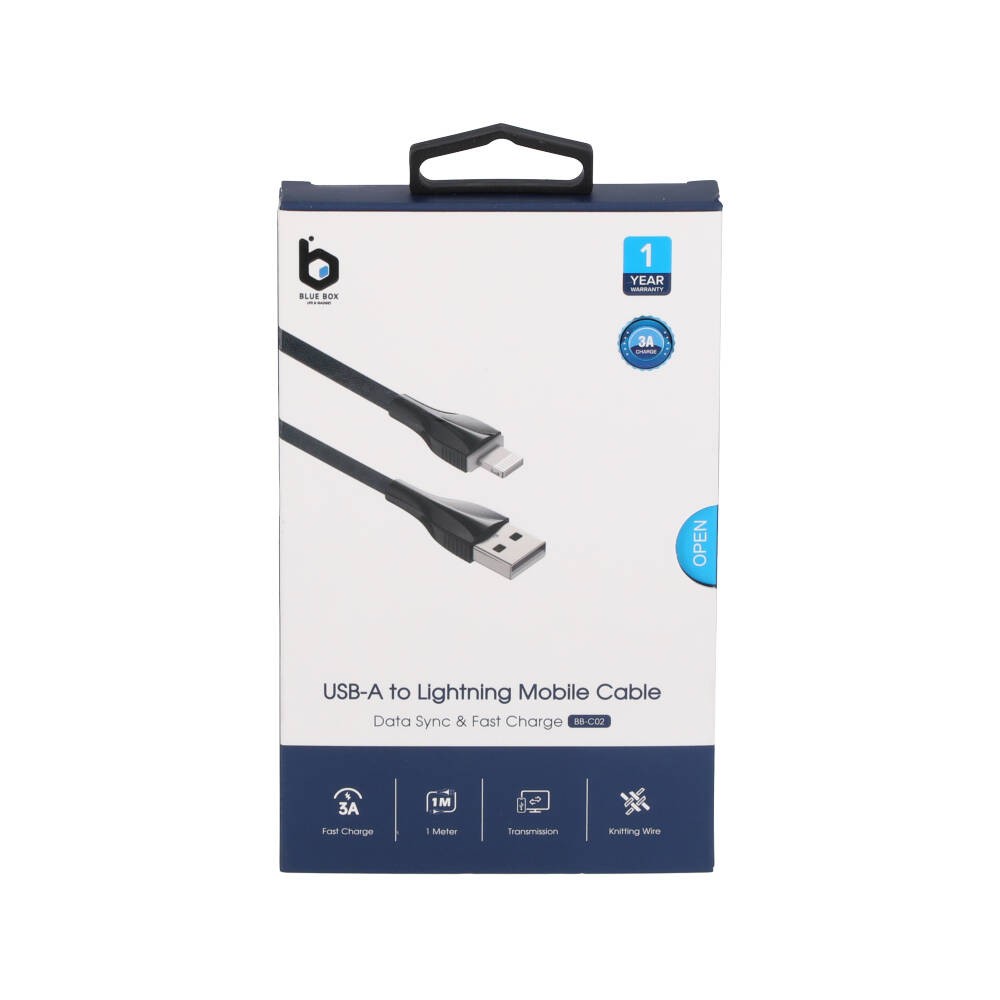 สายชาร์จ Blue Box Lightning 1 เมตร Dark Gray
