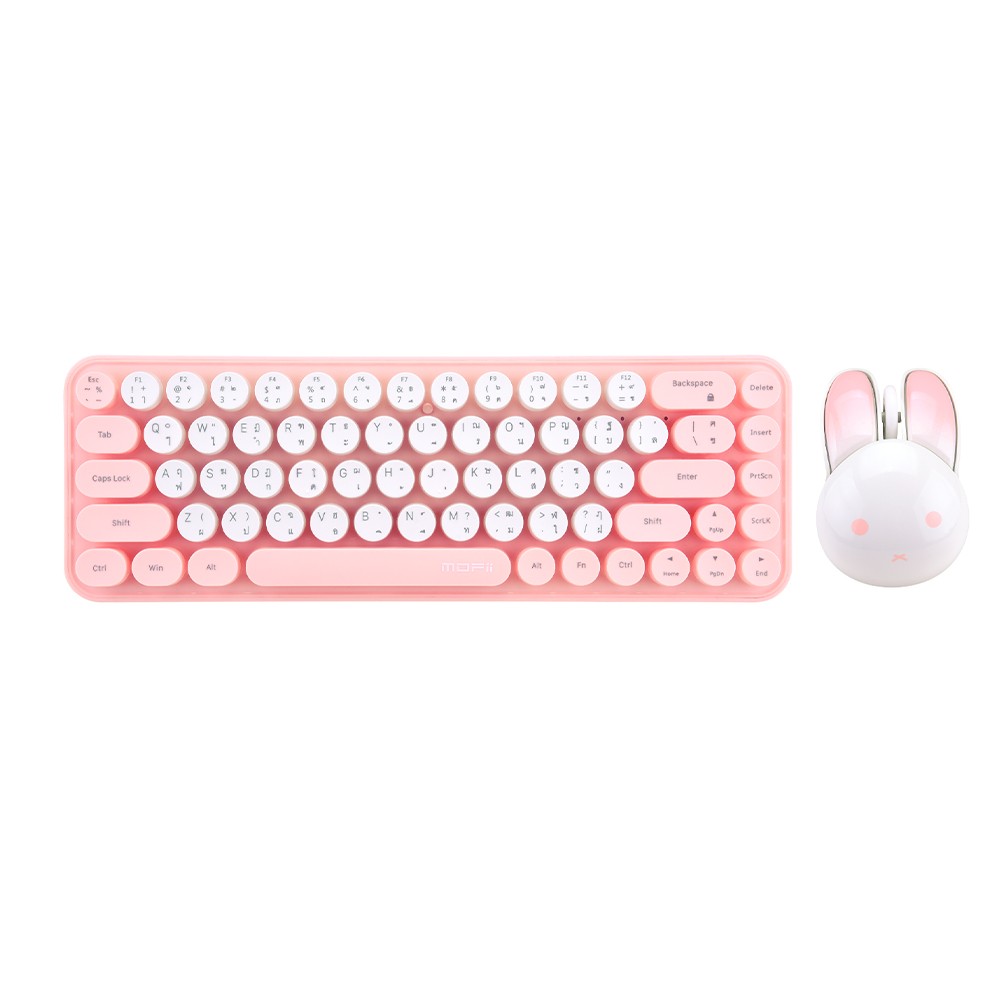 เมาส์และคีย์บอร์ด MOFii Wireless Mouse + Keyboard Bunny Pink Milk
