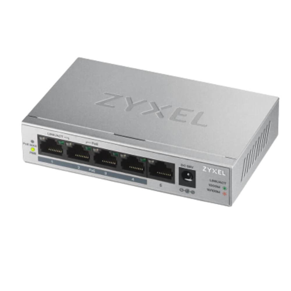 สวิตช์ฮับ Zyxel Network GS1005HP 5-Port GbE Unmanaged PoE Switch