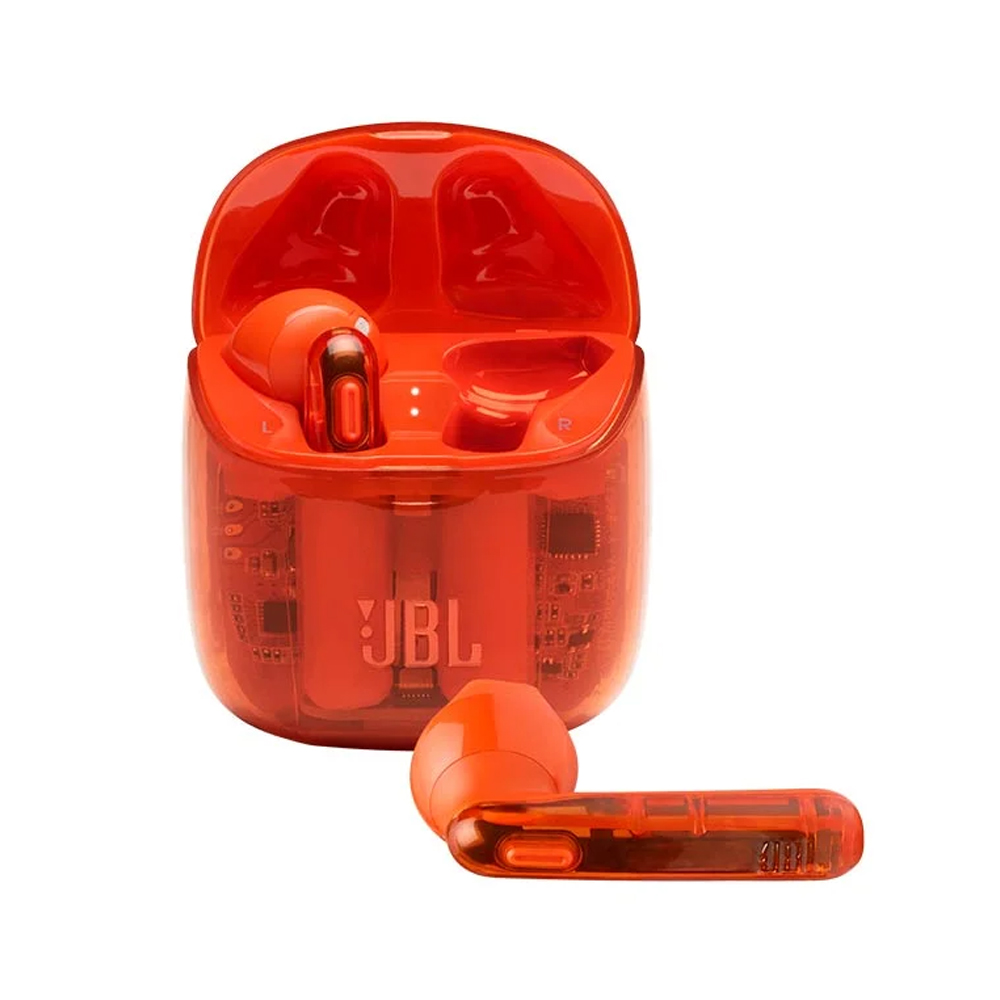 Jbl Kopfhörer T225 Tws Weiß Test หูฟังไร้สาย JBL Earbud TWS T225 Ghost Edition Clear Orange