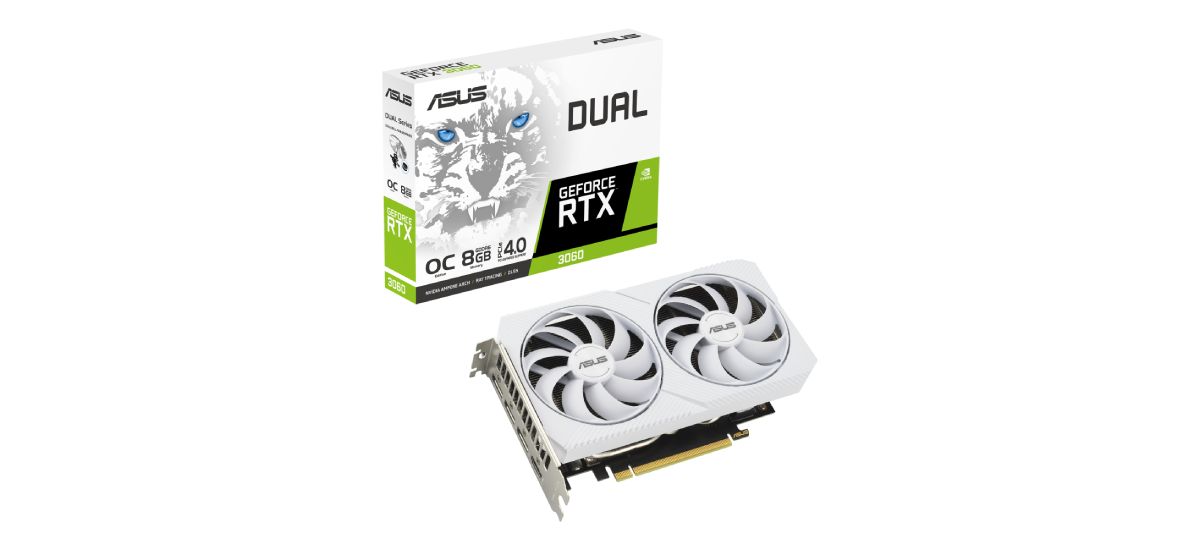 美品ASUS GeForceRTX3060 8GB OCホワイトカラー การ์ดจอ ASUS VGA DUAL-RTX3060-O8G-WHITE 8GB GDDR6 128-bit