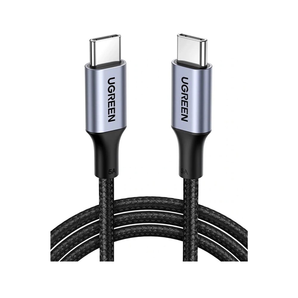 สายชาร์จ Ugreen USB-C to USB-C Cable Nylon 5A/100W 1M. Black (70427)