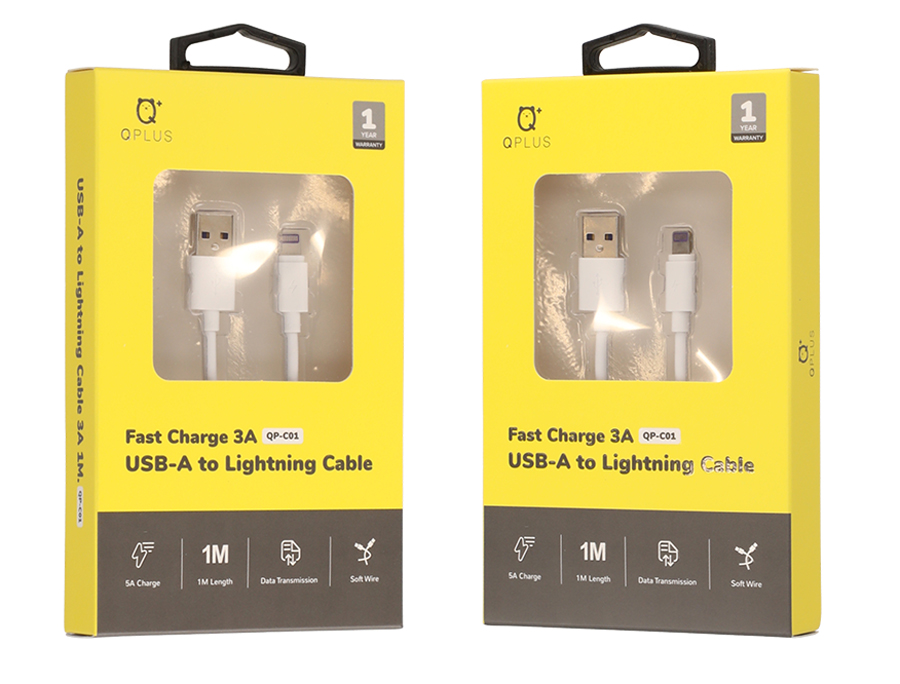 สายชาร์จ QPLUS Lightning Cable 3A Super Fast Charge 1M. QP-C01 White