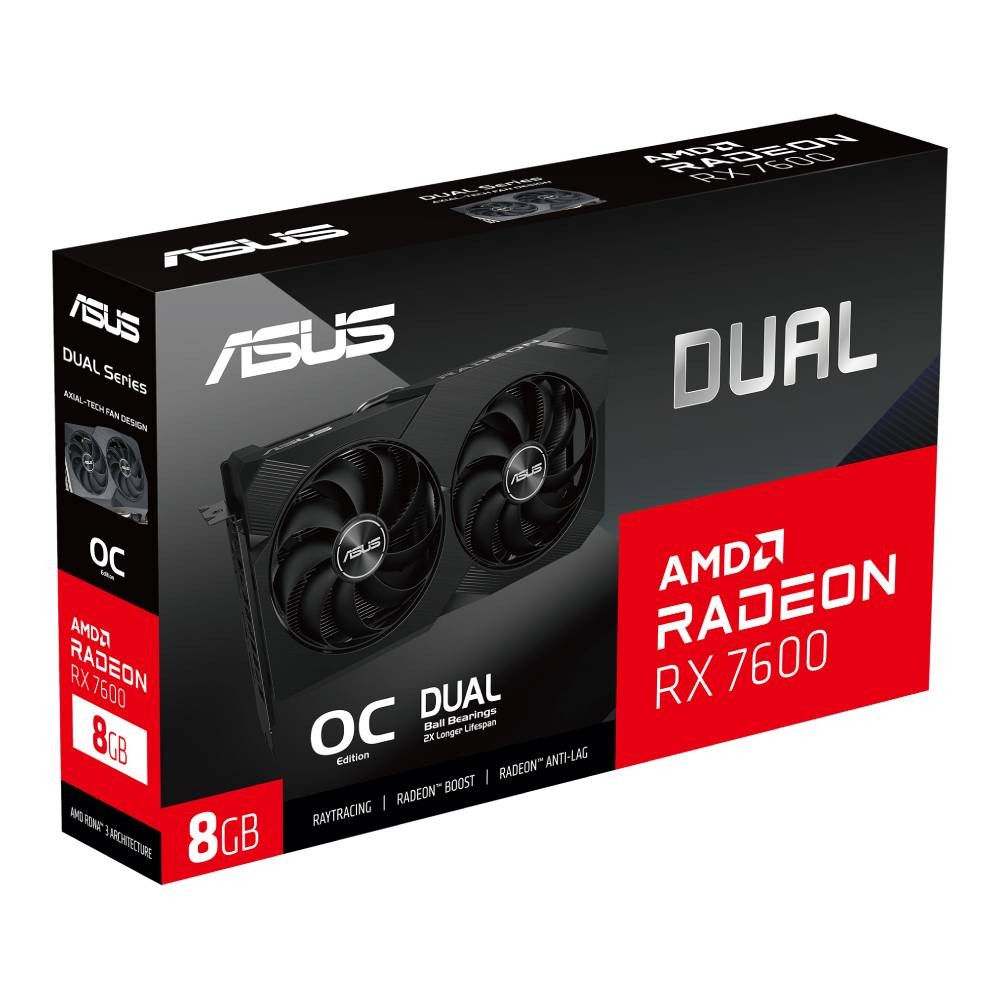 การ์ดจอ Asus Vga Dual Rx7600 O8g Gddr6 128 Bit 7253