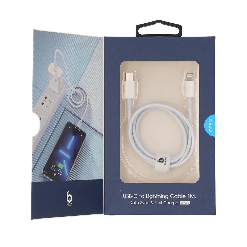 สายชาร์จ Blue Box USB-C to Lightning Cable 27W 1M. White (BB-C06)