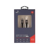 สายชาร์จ TECHPRO USB-C to USB-C Cable Nylon 60W 1M. Black/Grey (TP-C02)