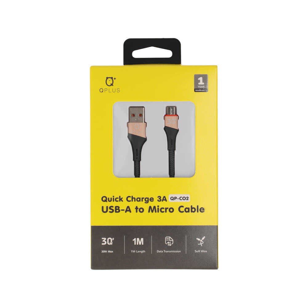 สายชาร์จ QPLUS USB-A to Micro QP-C02 Gray