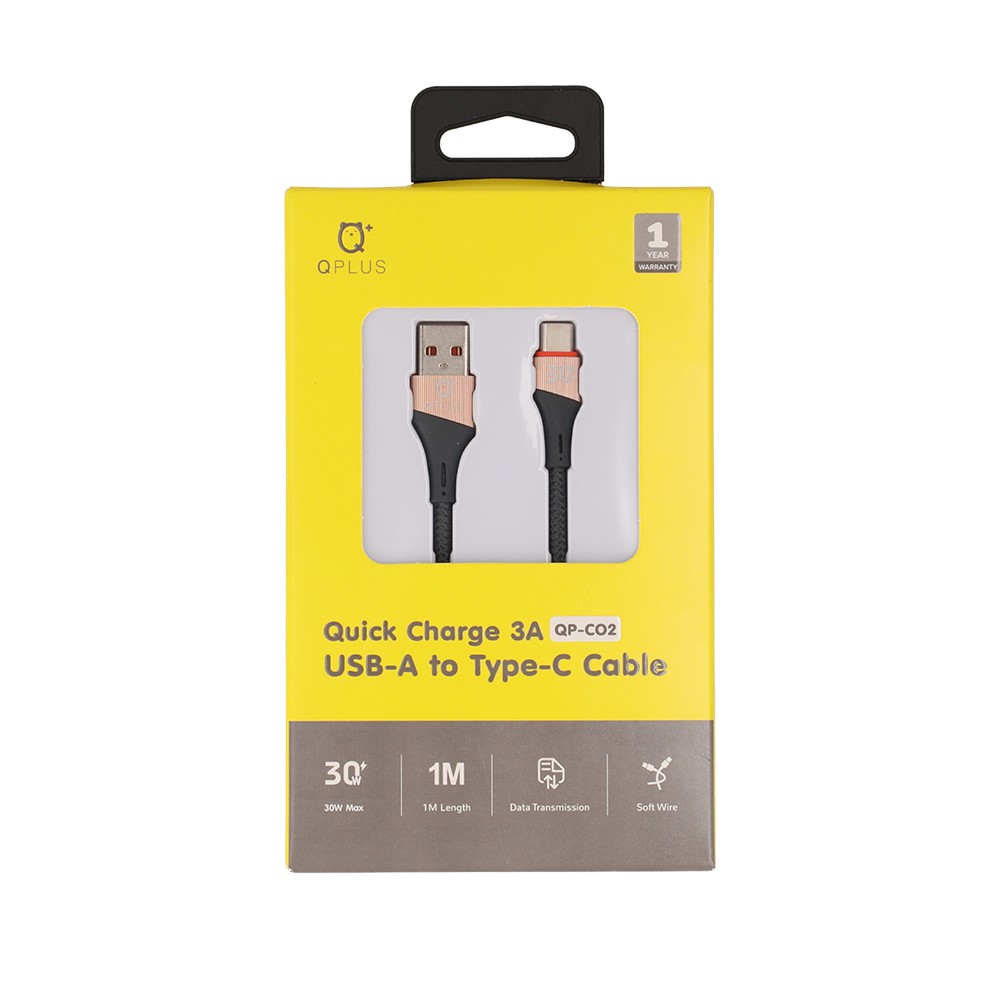 สายชาร์จ QPLUS USB-A to Type-C QP-C02 Gray