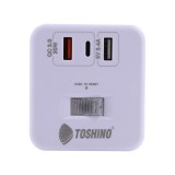 ปลั๊กไฟ Toshino TIS 4 Way 1 Switch 3 USB 2M. (CU20PD-2M) White