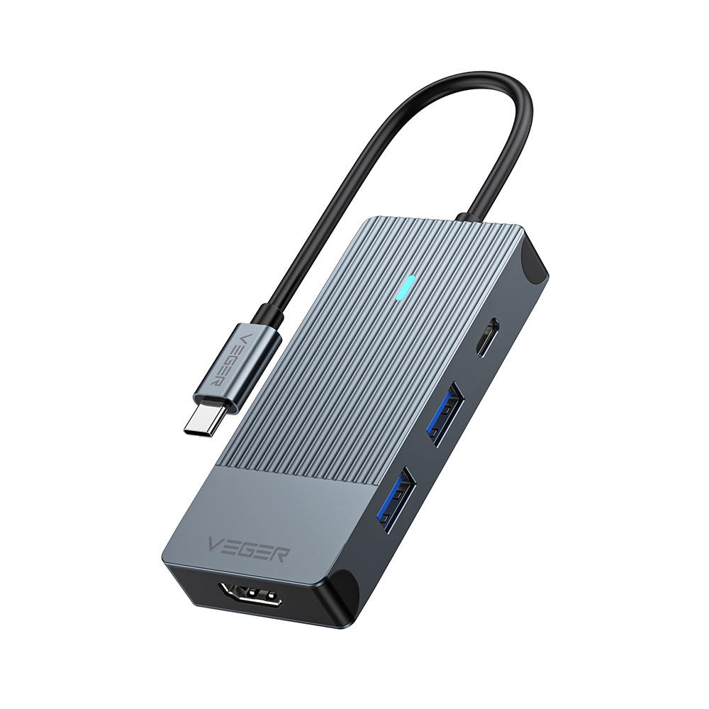Veger Port Hub 4-in-1 USB-C to 2x USB3.0 / HDMI and PD (VH-H02) Gray