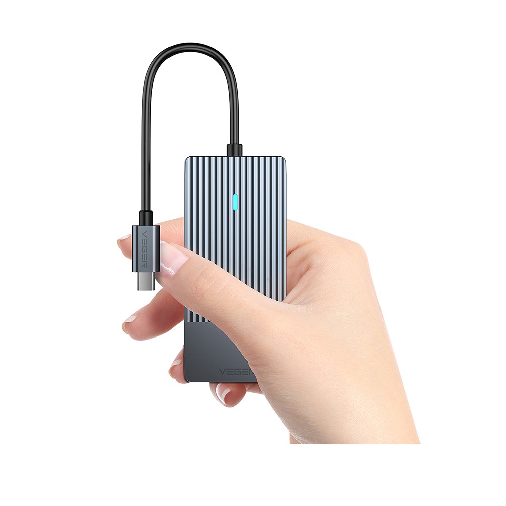 Veger Port Hub 4-in-1 USB-C to 2x USB3.0 / HDMI and PD (VH-H02) Gray