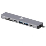 Blue Box Port Hub USB Type-C 7-in-1 Multifunction Converter Silver Gray