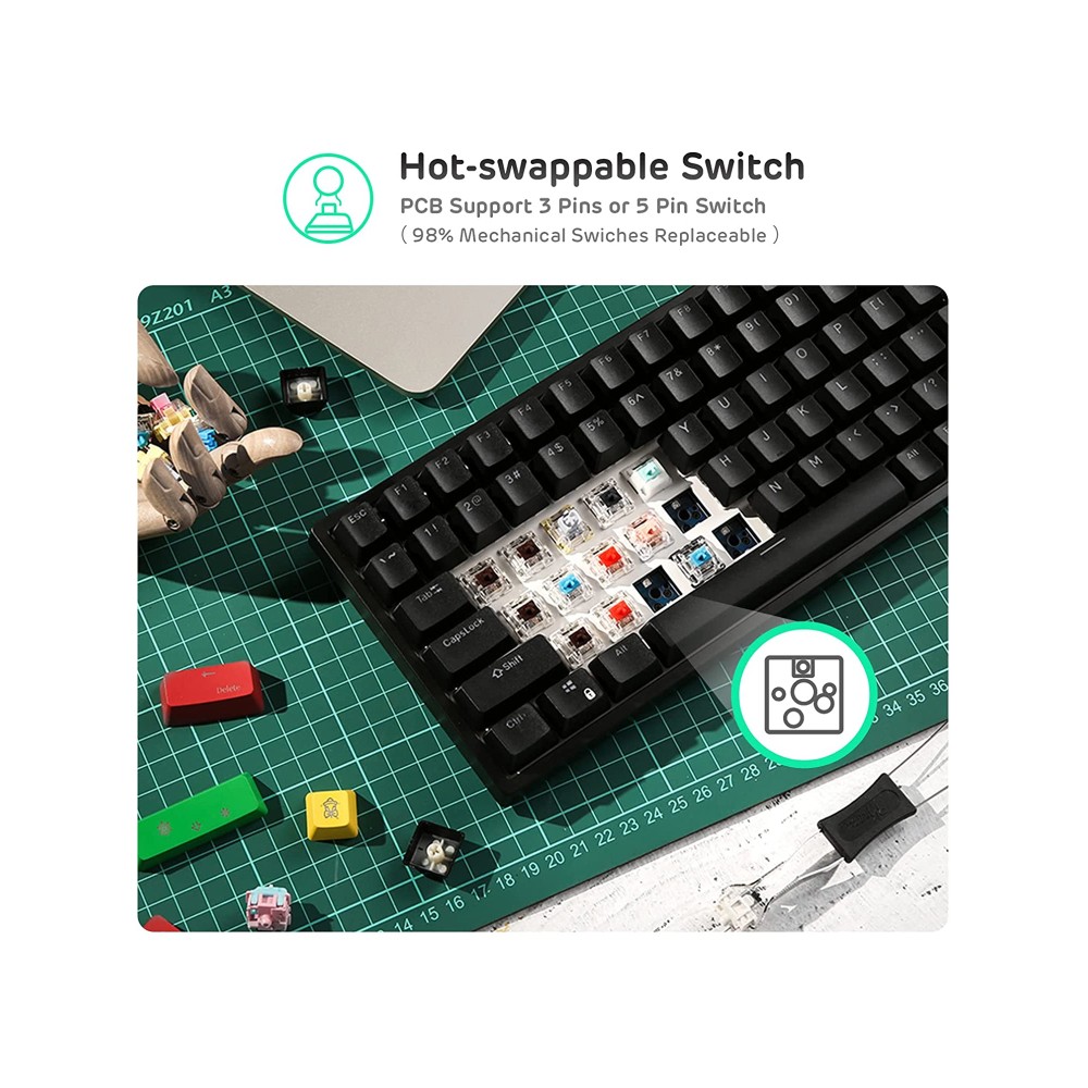 คีย์บอร์ดเกมมิ่ง Royal Kludge Gaming RK84 Black Wireless Mechanical Keyboard Brown Switch
