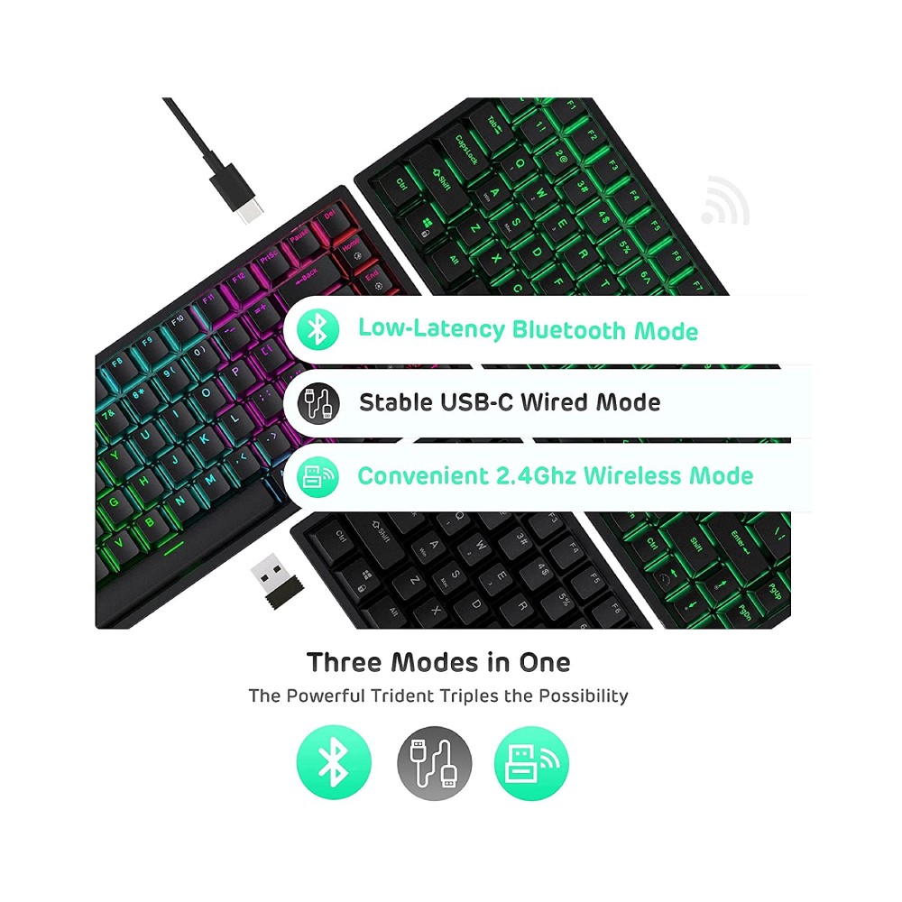 คีย์บอร์ดเกมมิ่ง Royal Kludge Gaming RK84 Black Wireless Mechanical Keyboard Brown Switch